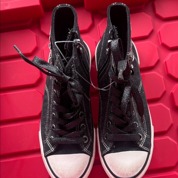 Blowfish Malibu Shoes - Blowfish Black Distressed High-Top Women's Sneakers
